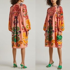 FARM RIO PEACH AMULET MIDI DRESS SIZE MEDIUM